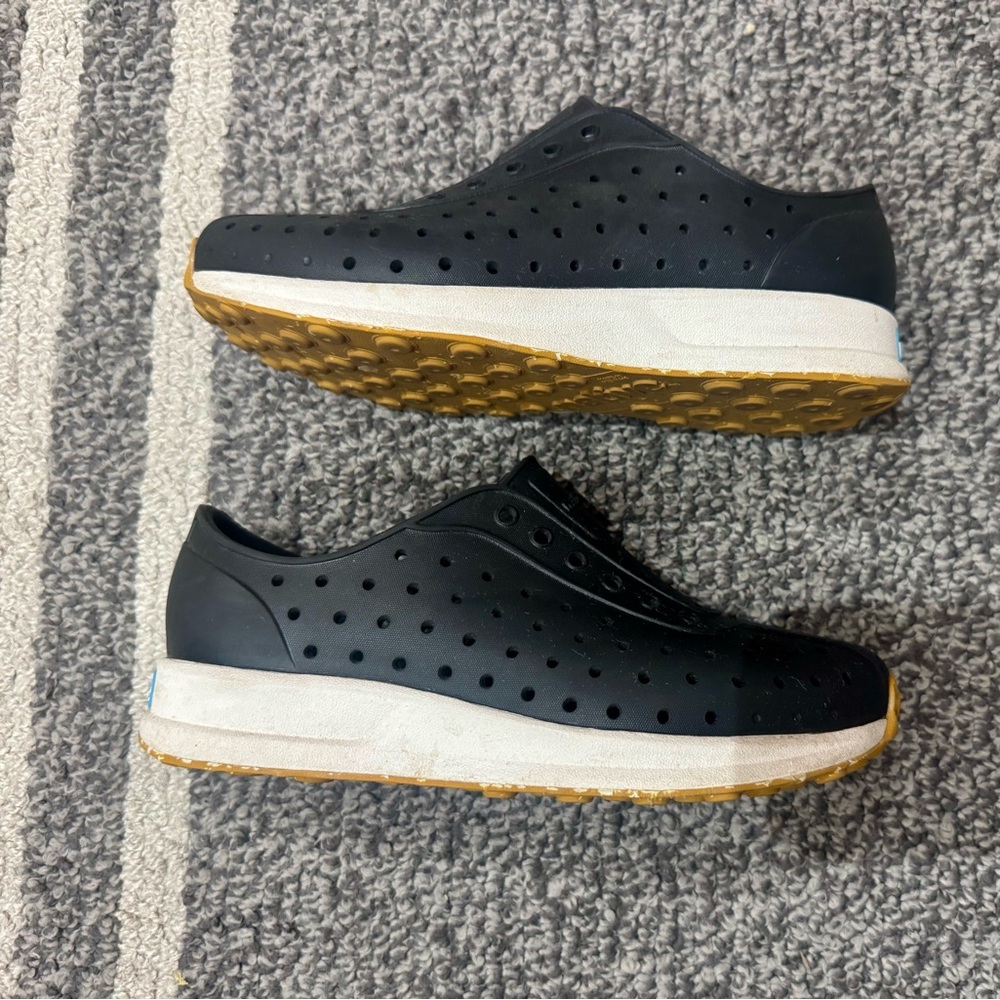 Native Black and White Robbie Kids Sneakers